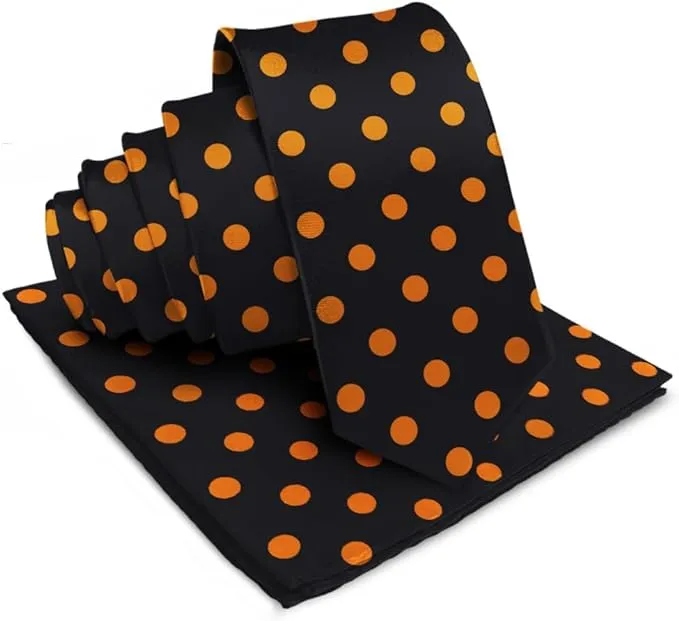 Vittorio Farina Men's Polka Dot Satin Necktie & Pocket Square in Gift Box