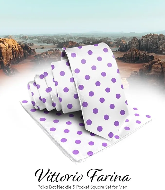 Vittorio Farina Men's Polka Dot Satin Necktie & Pocket Square in Gift Box