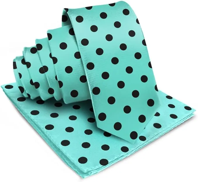 Vittorio Farina Men's Polka Dot Satin Necktie & Pocket Square in Gift Box