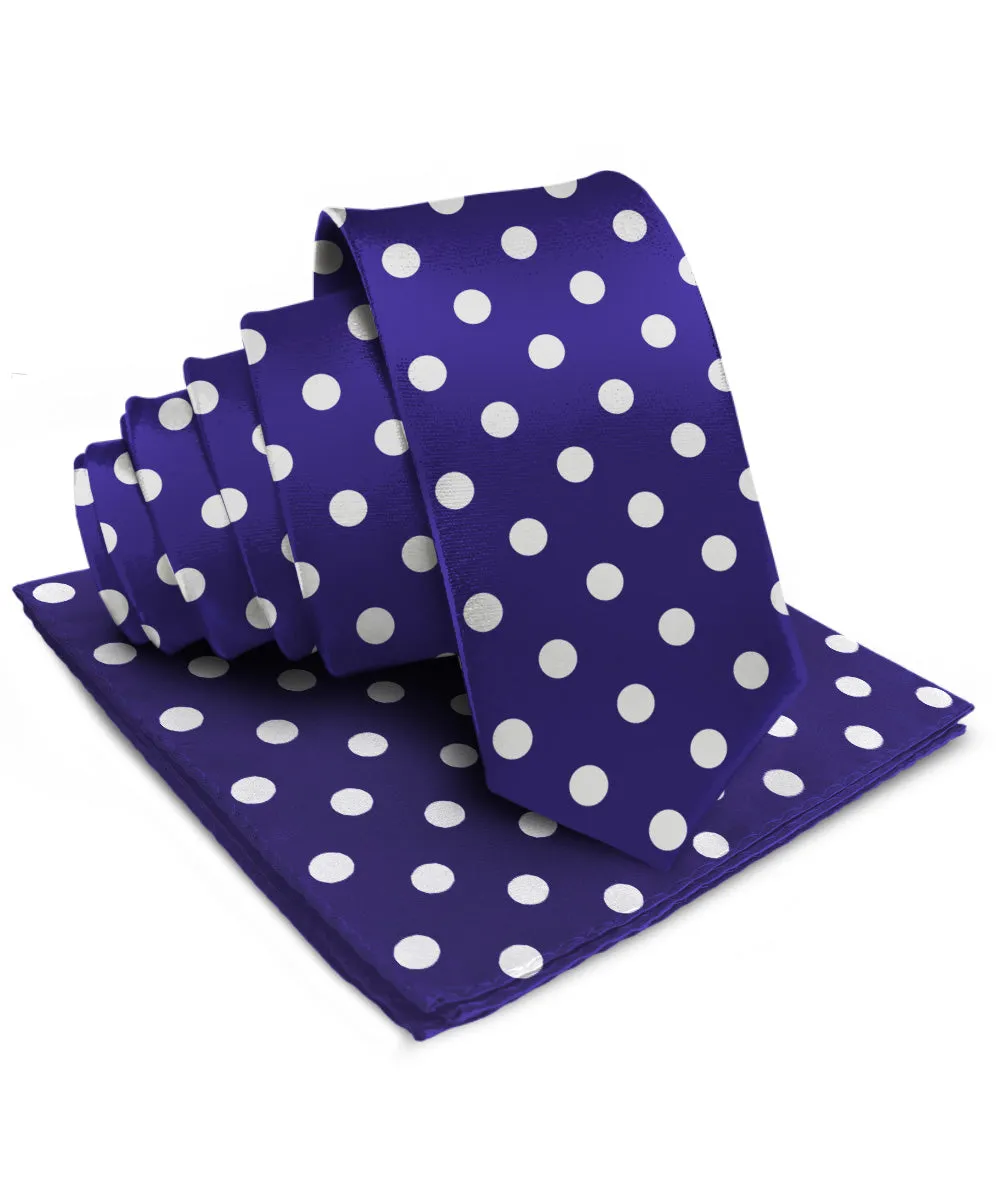 Vittorio Farina Men's Polka Dot Satin Necktie & Pocket Square in Gift Box