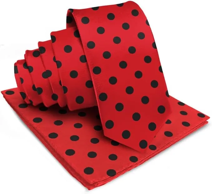 Vittorio Farina Men's Polka Dot Satin Necktie & Pocket Square in Gift Box