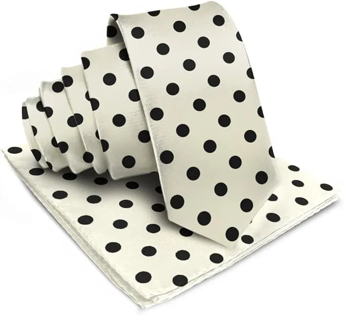 Vittorio Farina Men's Polka Dot Satin Necktie & Pocket Square in Gift Box