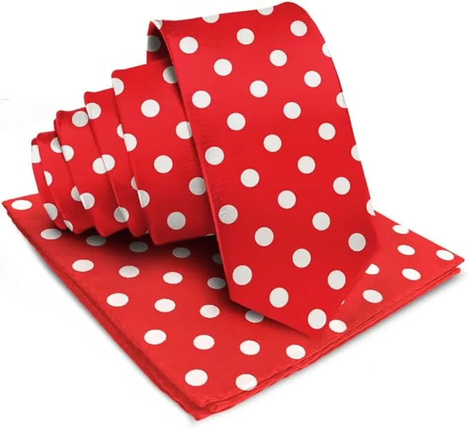 Vittorio Farina Men's Polka Dot Satin Necktie & Pocket Square in Gift Box