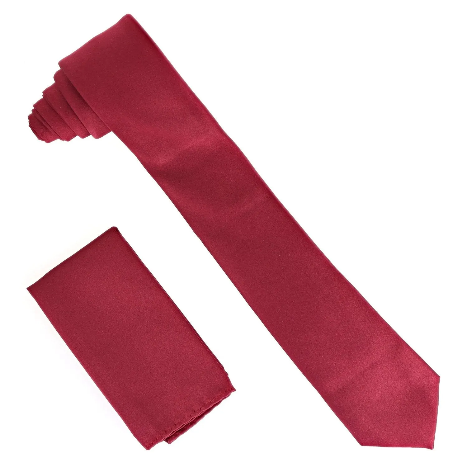 Vittorio Farina Men's Satin Skinny Necktie & Pocket Square