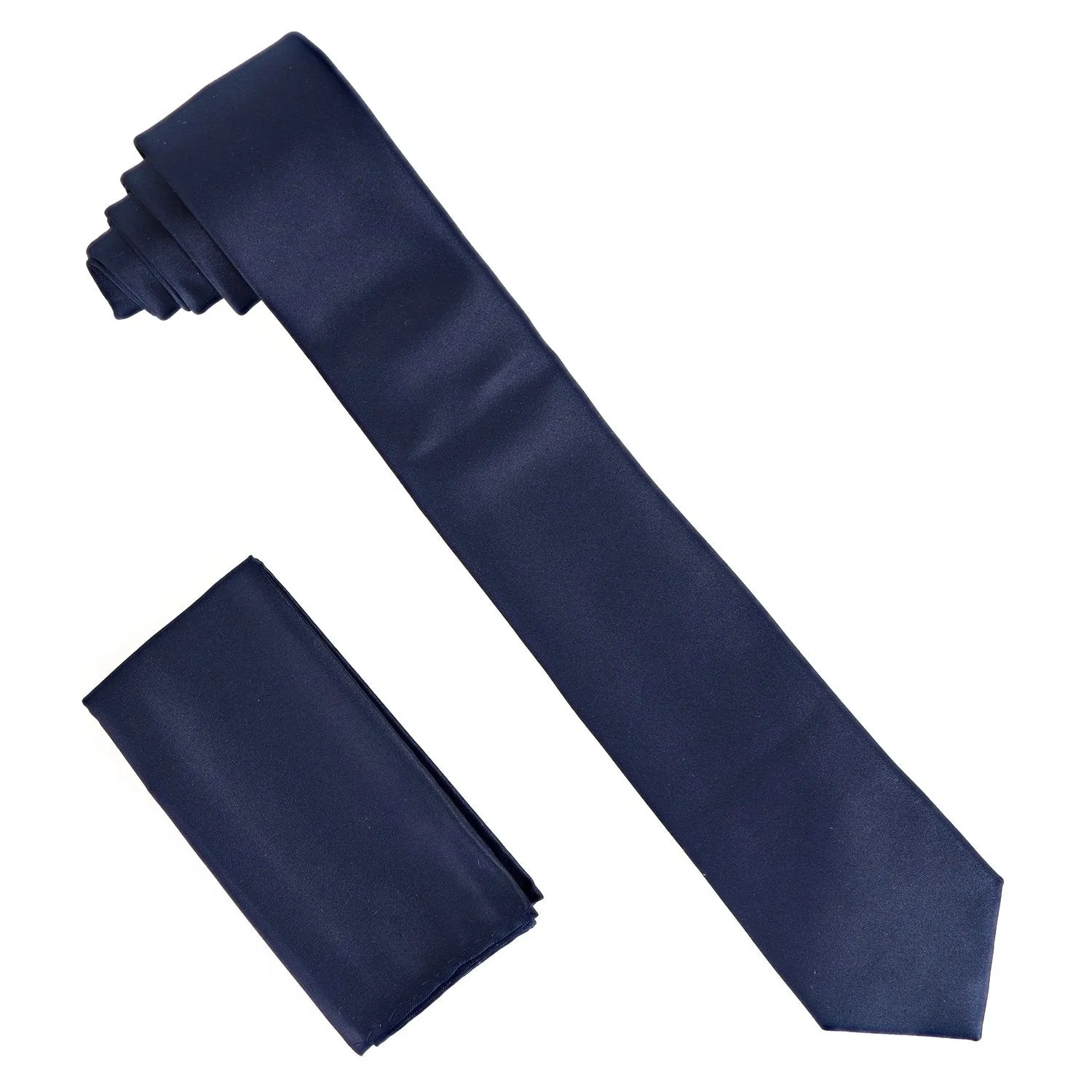 Vittorio Farina Men's Satin Skinny Necktie & Pocket Square