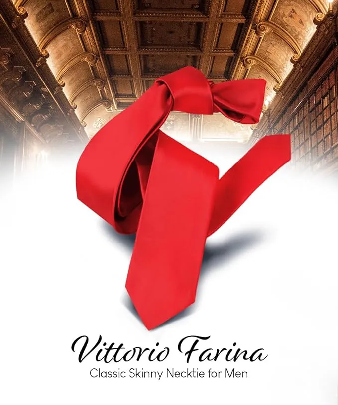 Vittorio Farina Men's Satin Skinny Necktie