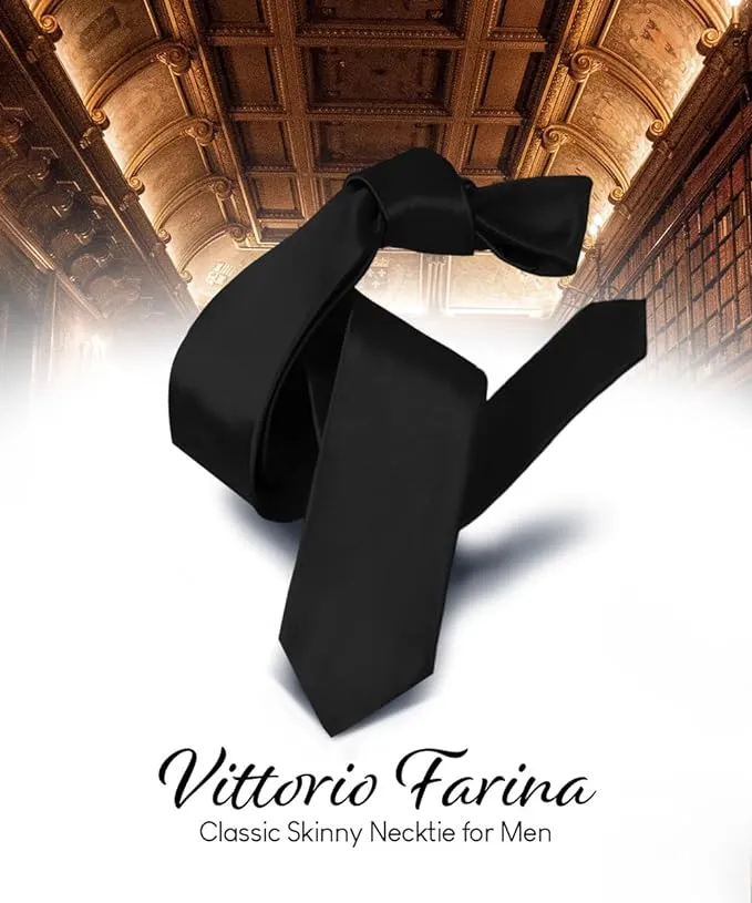 Vittorio Farina Men's Satin Skinny Necktie