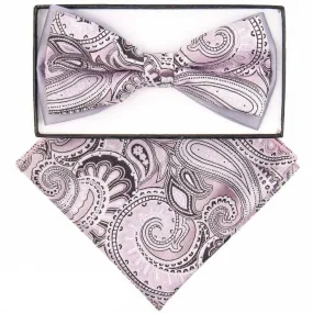 Vittorio Farina Men's Two Tone Design Bow Tie & Pocket Square in Gift Box