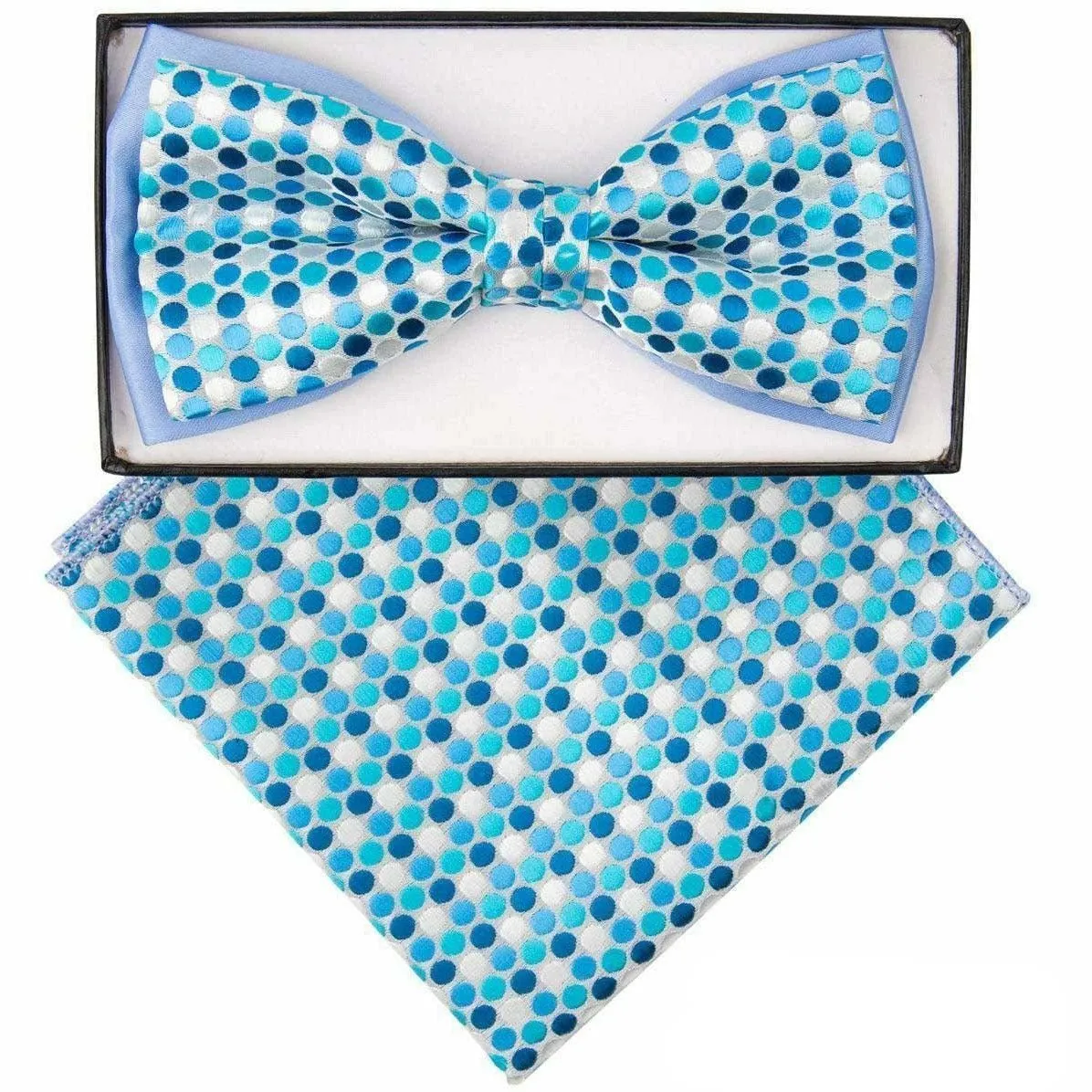 Vittorio Farina Men's Two Tone Design Bow Tie & Pocket Square in Gift Box