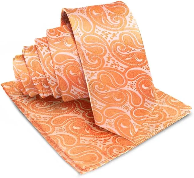 Vittorio Farina Men's Woven Paisley Necktie & Pocket Square