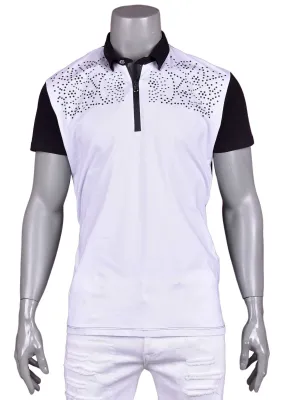 White "Augustino" Studded Polo