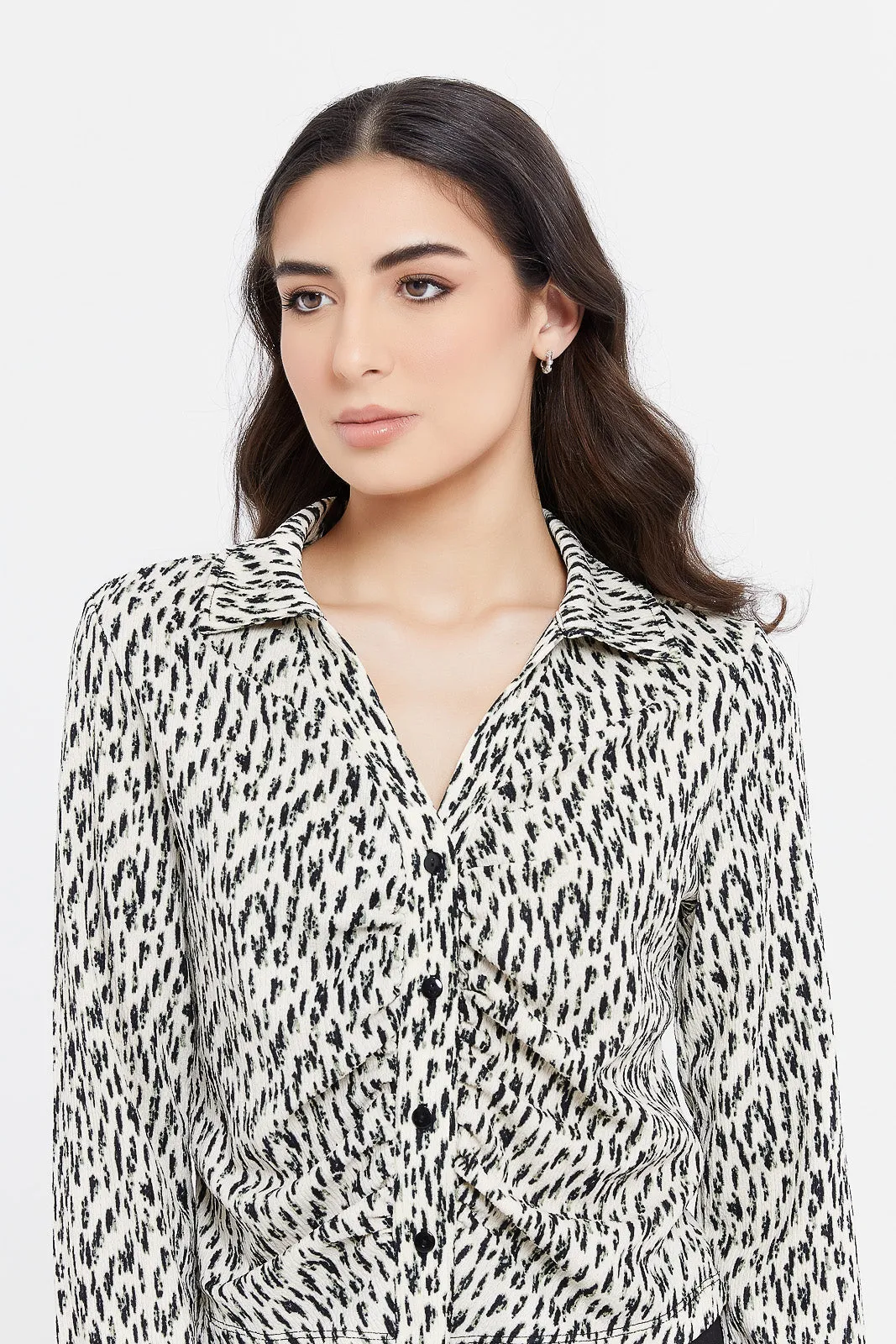 Women Black And White Printed Shirt