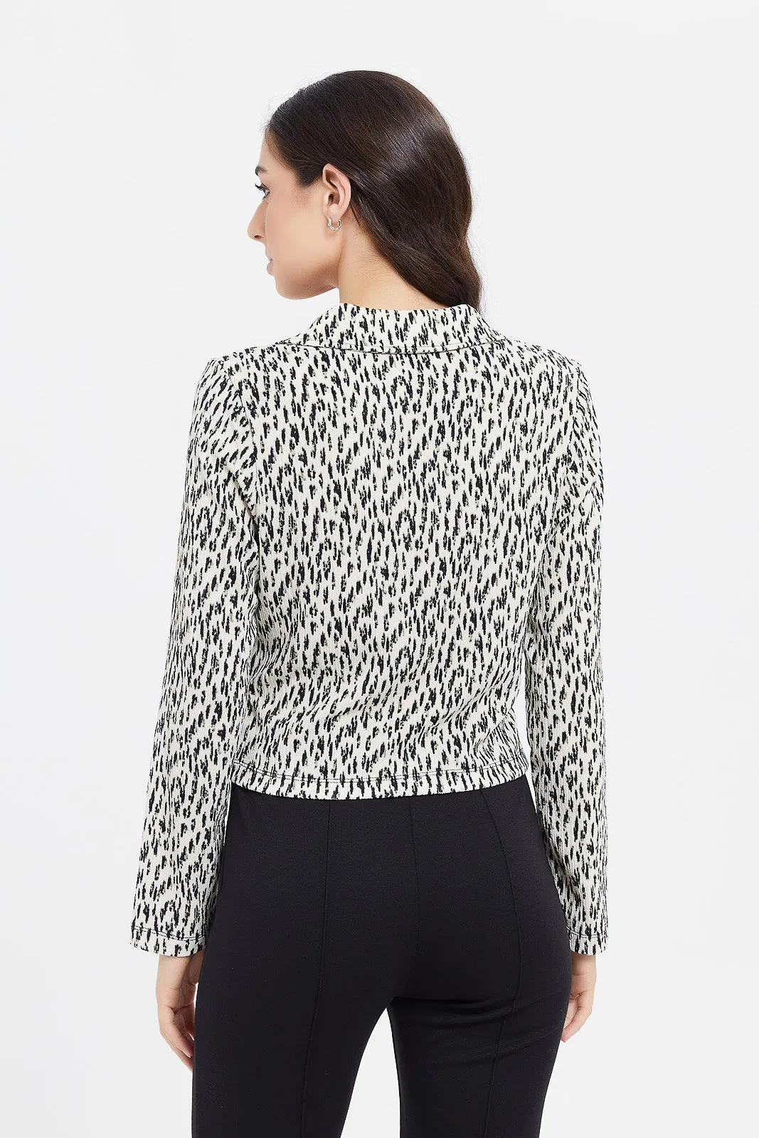 Women Black And White Printed Shirt