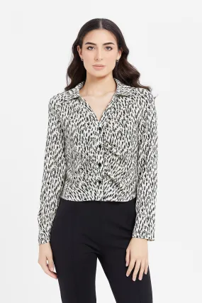 Women Black And White Printed Shirt