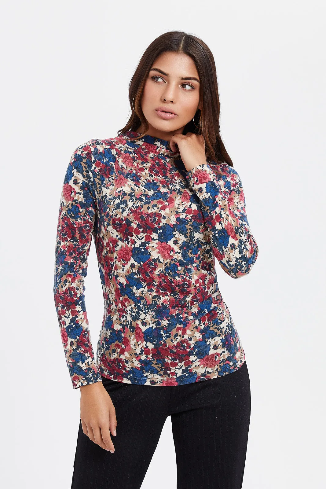 Women Multicolour High Neck Top