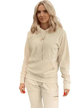 Women's Beige Velour Tracksuit Set