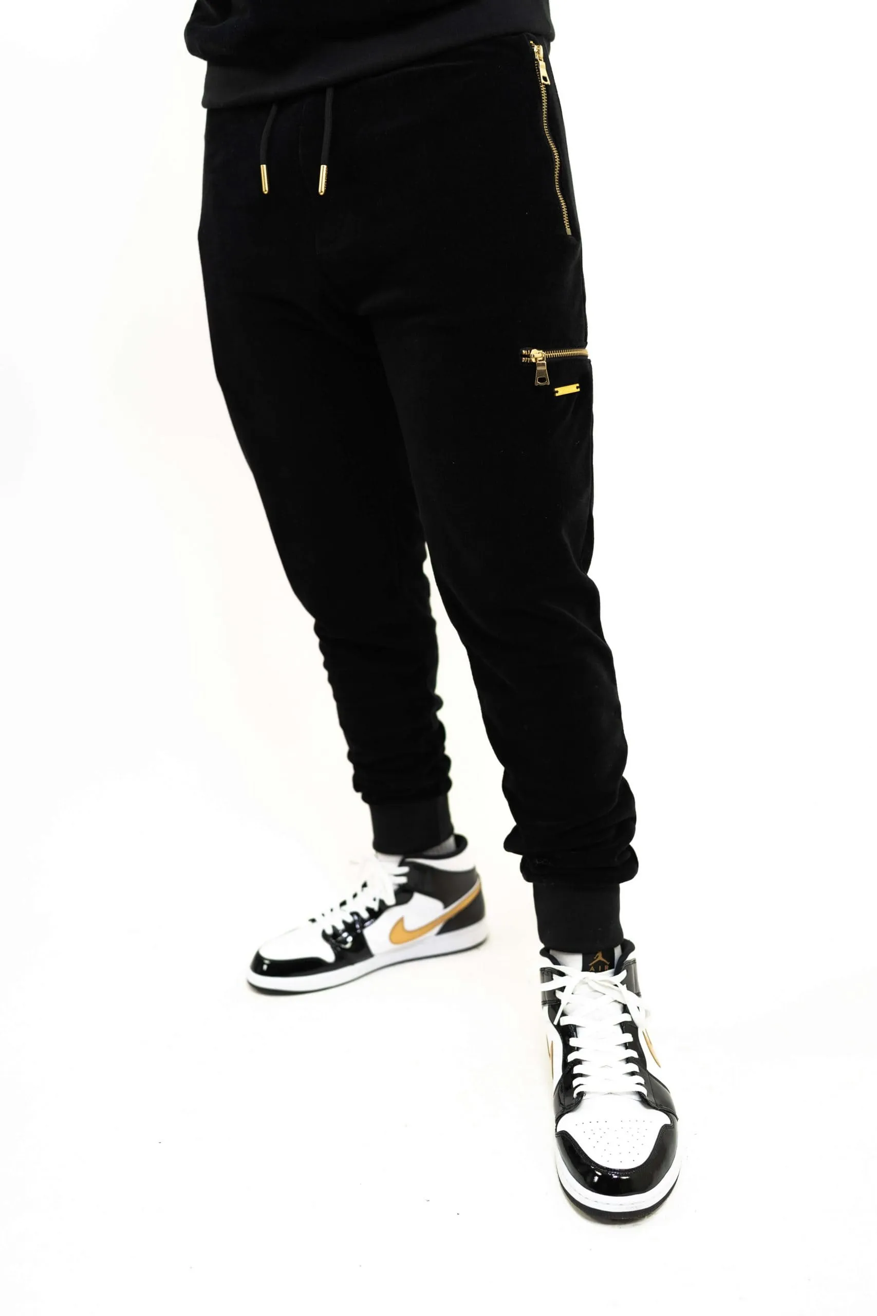 Womens Black Velour Joggers