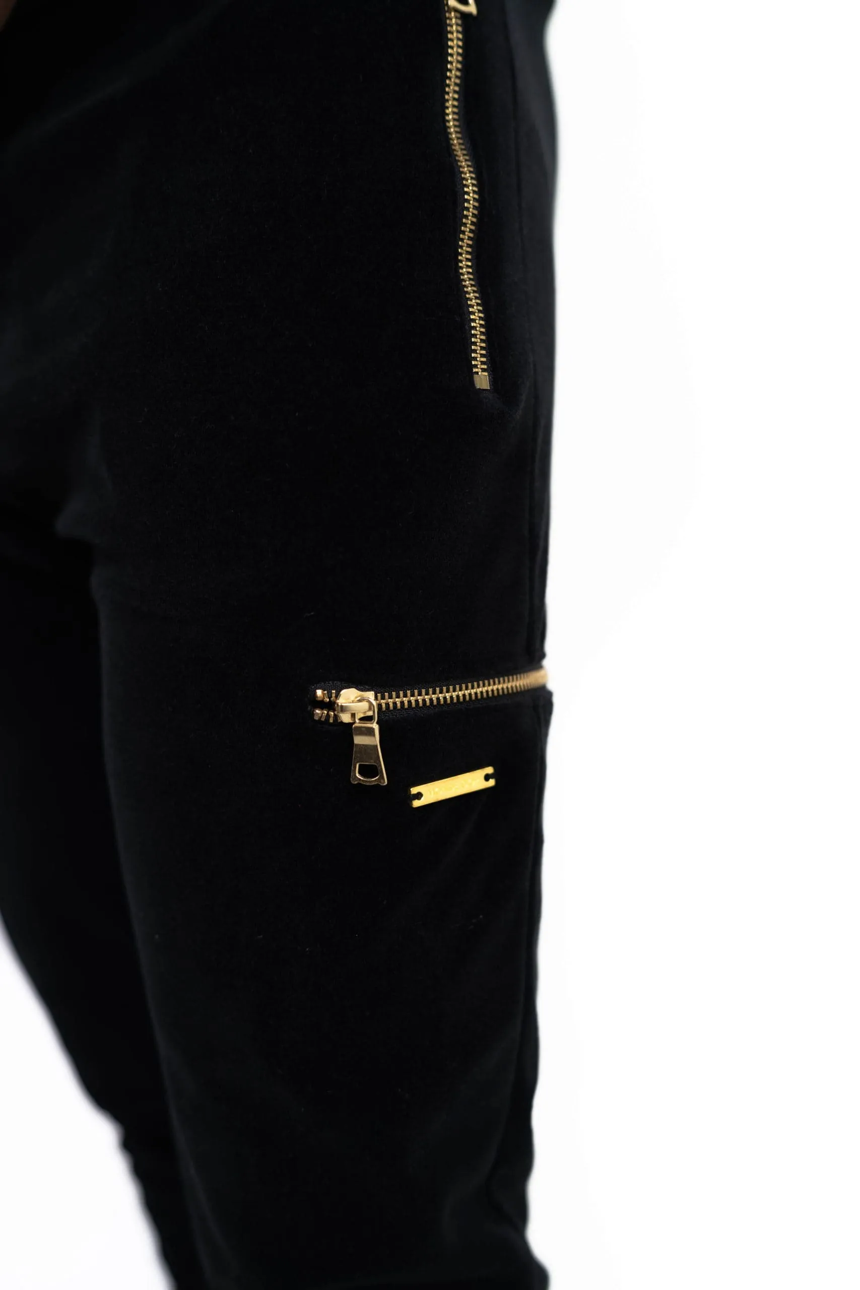 Womens Black Velour Joggers