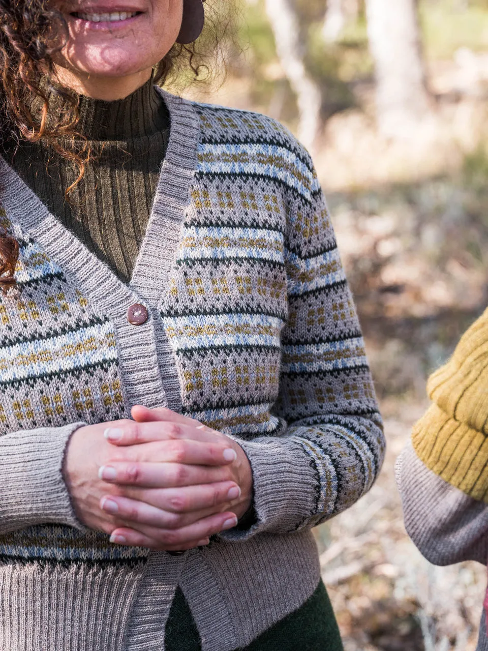 Women's Fairisle Vintage Cardi in Baby Alpaca - Light Brown (AW23)