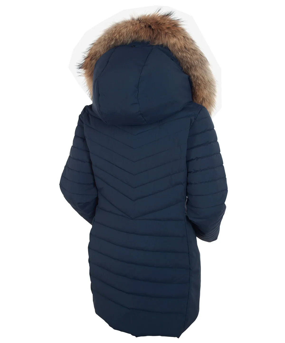 Women's River Waterproof Quilted 3/4 Coat with Removable Fur Ruff