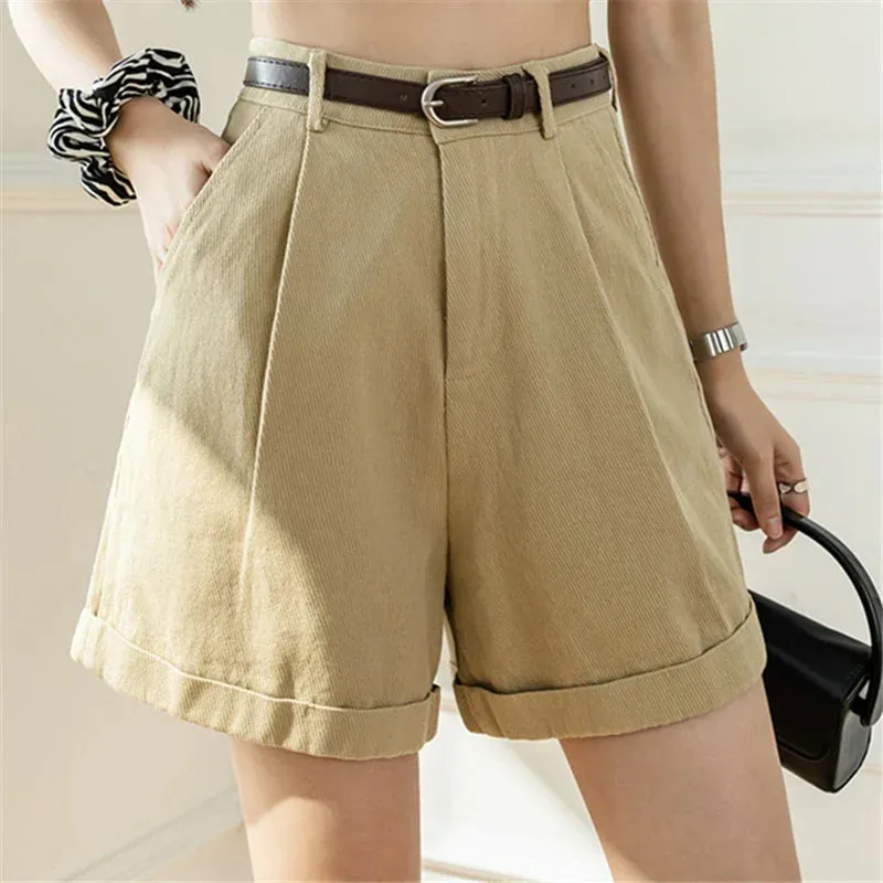 Workwear Women's Shorts Spring 2024 New Elegant Minimalism Straight Loose Trousers Shorts