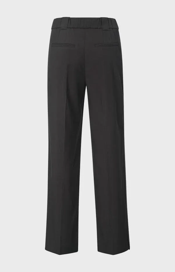 Yaya Black Wide Leg Trousers with Ankle Slit