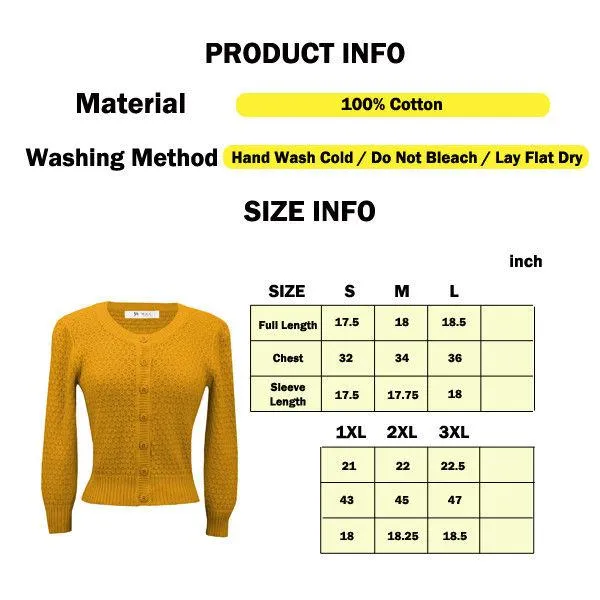 YEMAK Women's Cute Pattern Cropped Daily Cardigan Sweater Vintage Inspired Pinup MK3514 (S-XL)