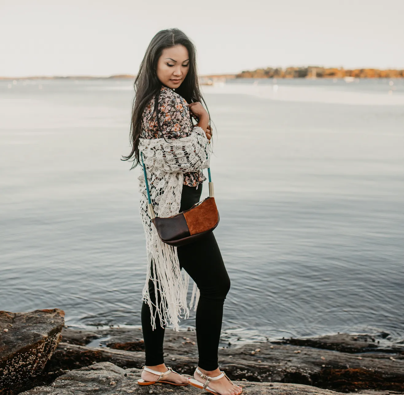 Zip Crossbody in Brown Leather