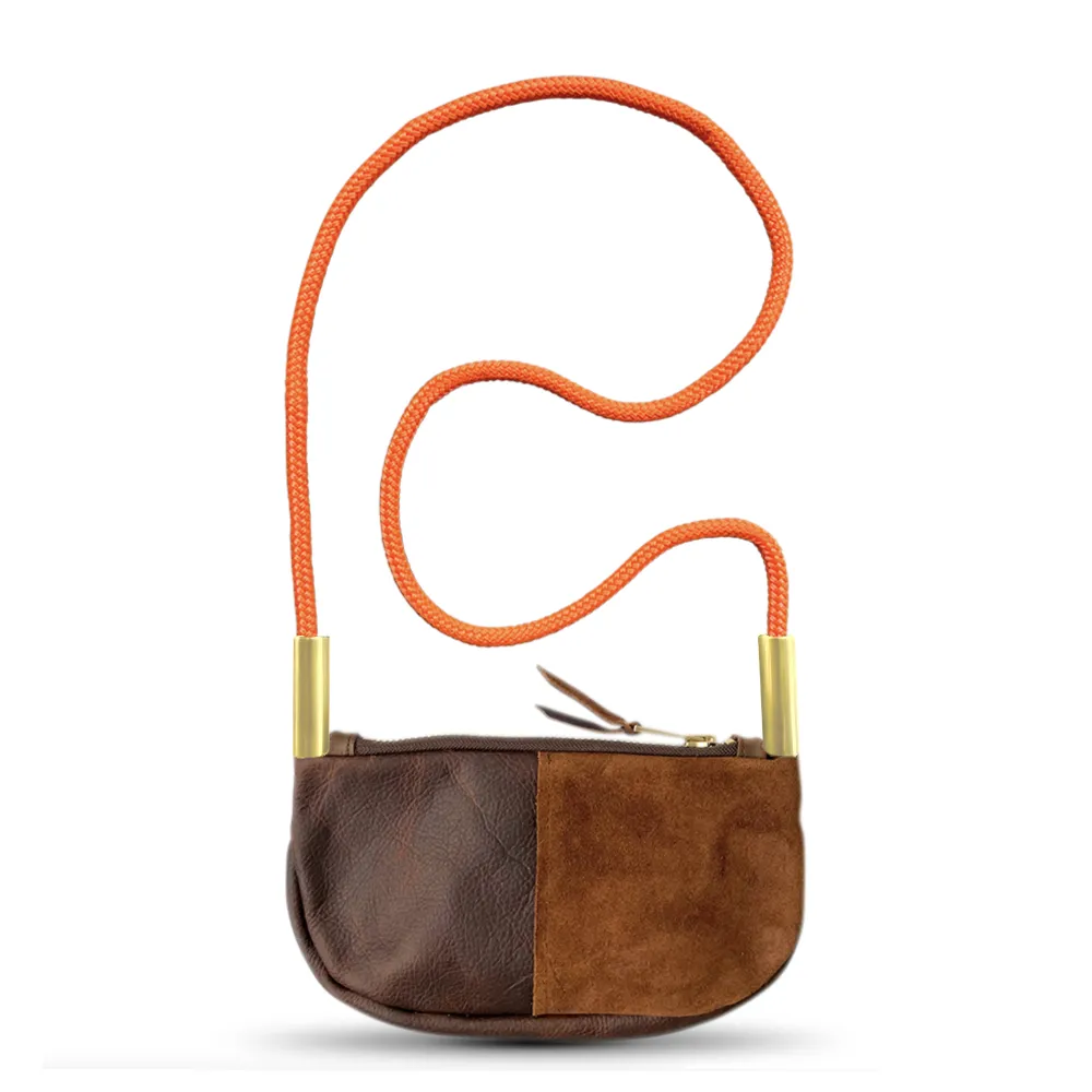 Zip Crossbody in Brown Leather