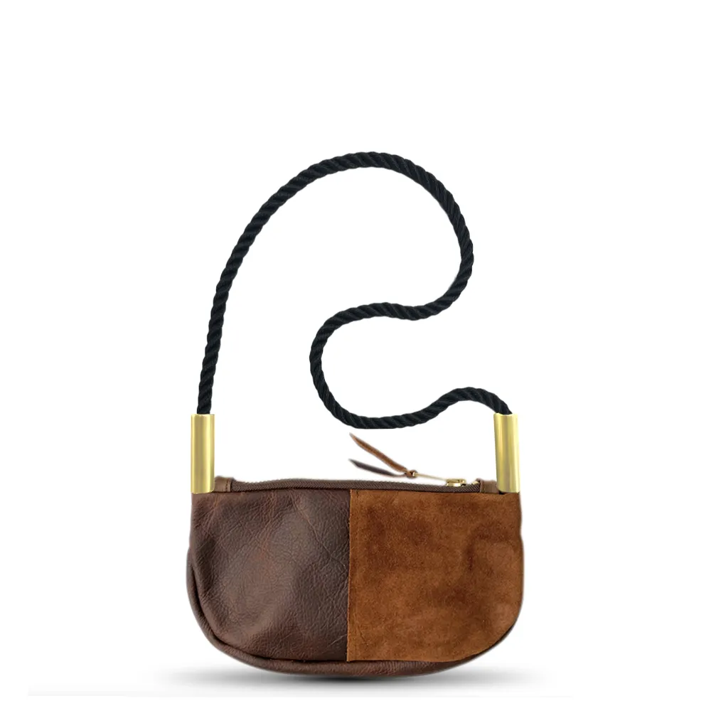 Zip Crossbody in Brown Leather