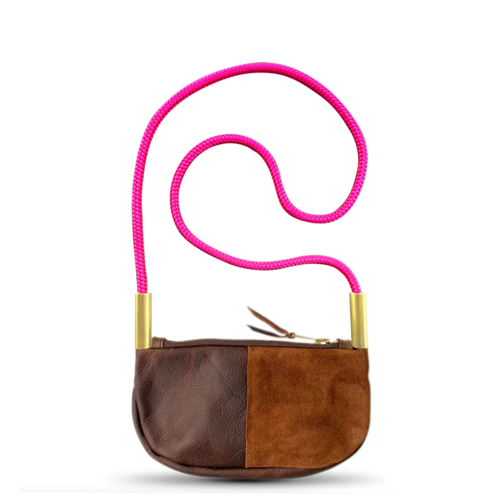 Zip Crossbody in Brown Leather